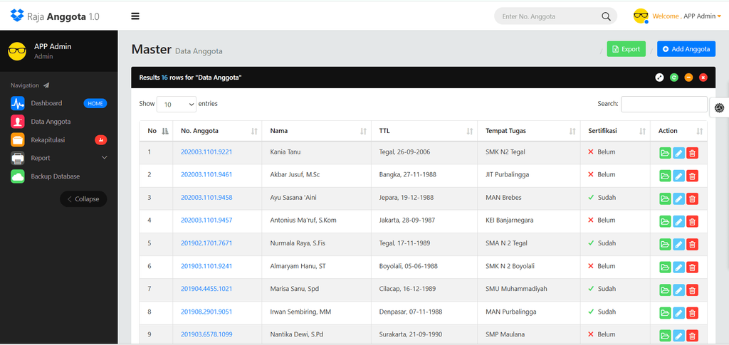 aplikasi input data anggota